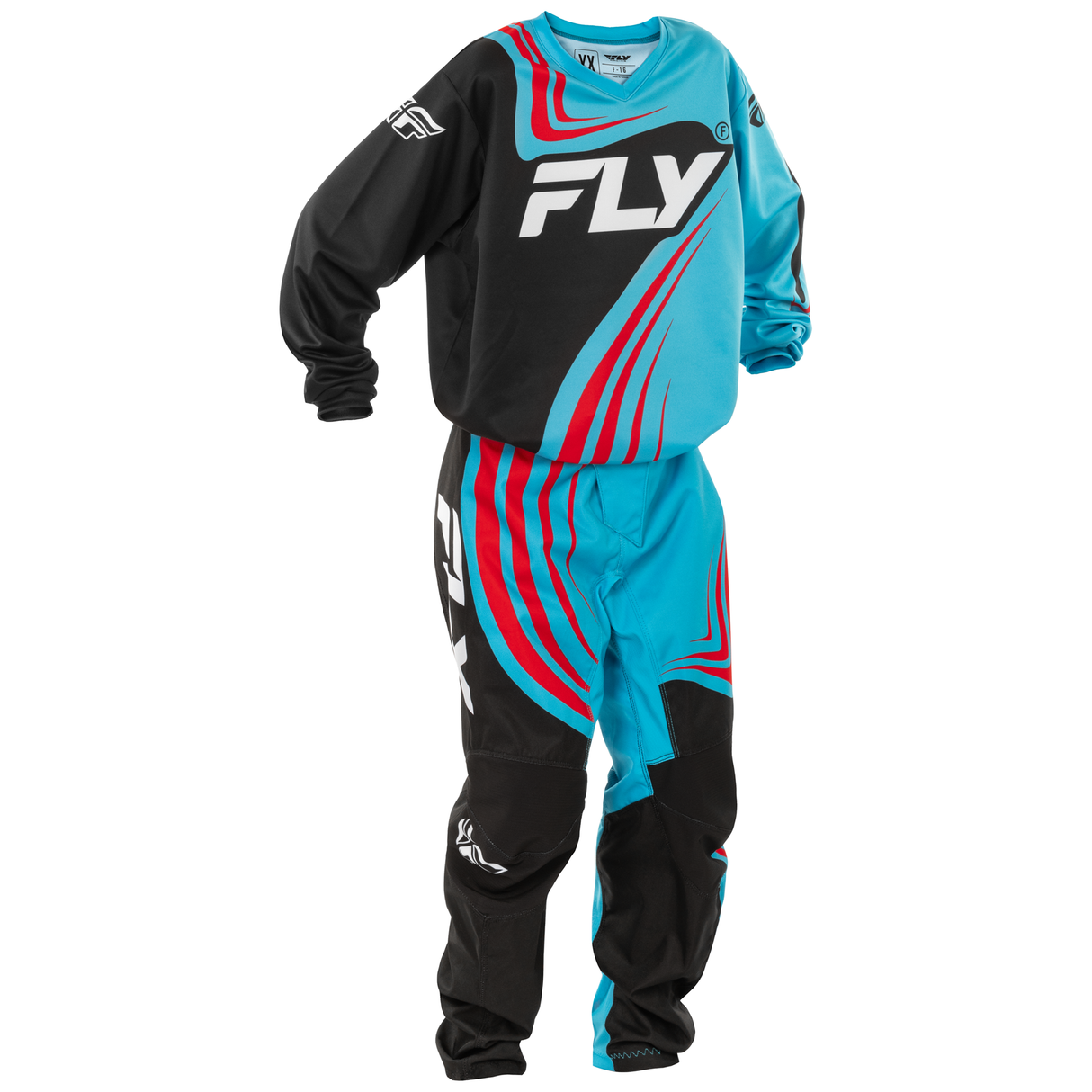 Fly Racing 2025 Youth F-16 Jersey (Cyan/Black/Red)