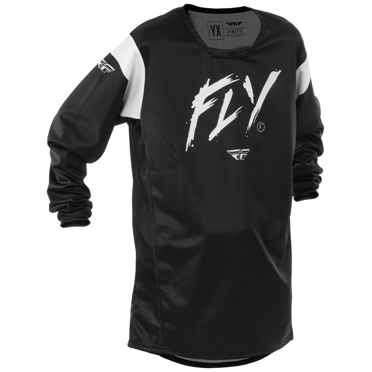 Fly Racing 2025 Youth Kinetic Stoke Jersey (Black/White)