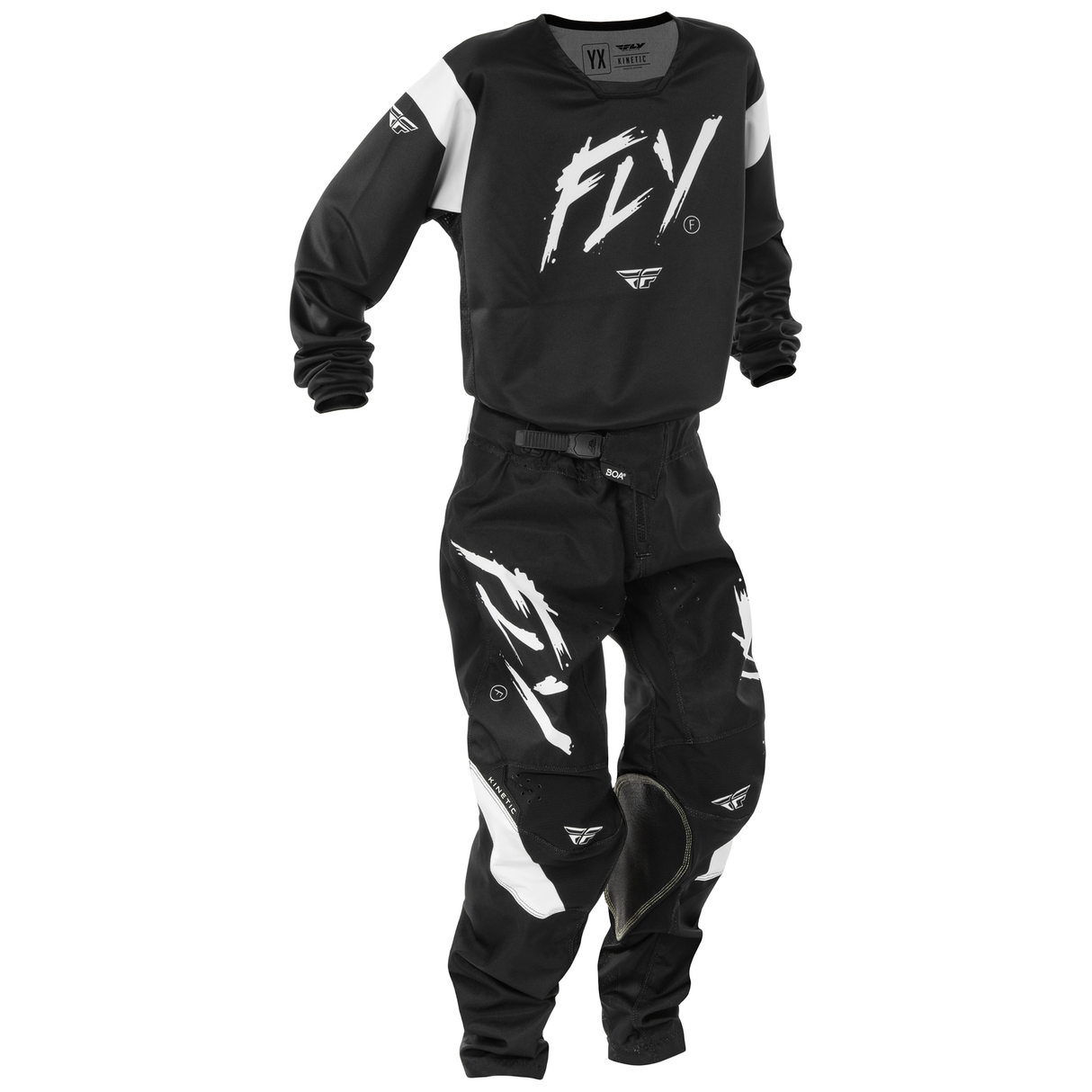 Fly Racing 2025 Youth Kinetic Stoke Jersey (Black/White)