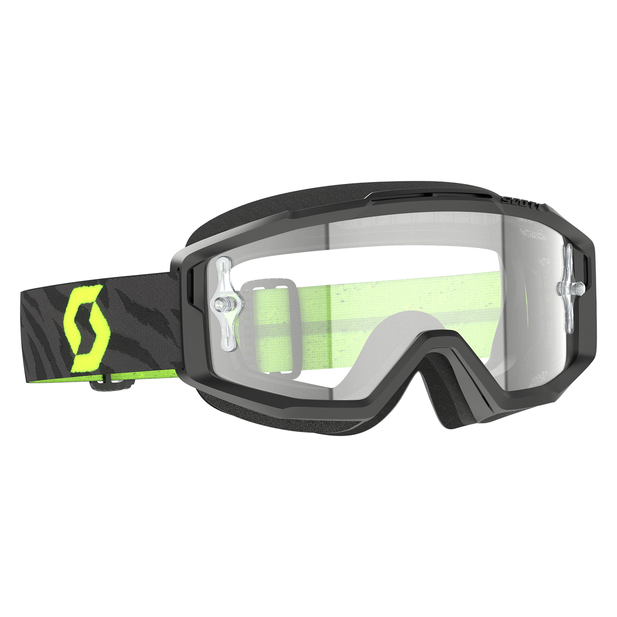 Scott Split OTG Goggle (Zebra Black / Neon Yellow) Clear Works Lens