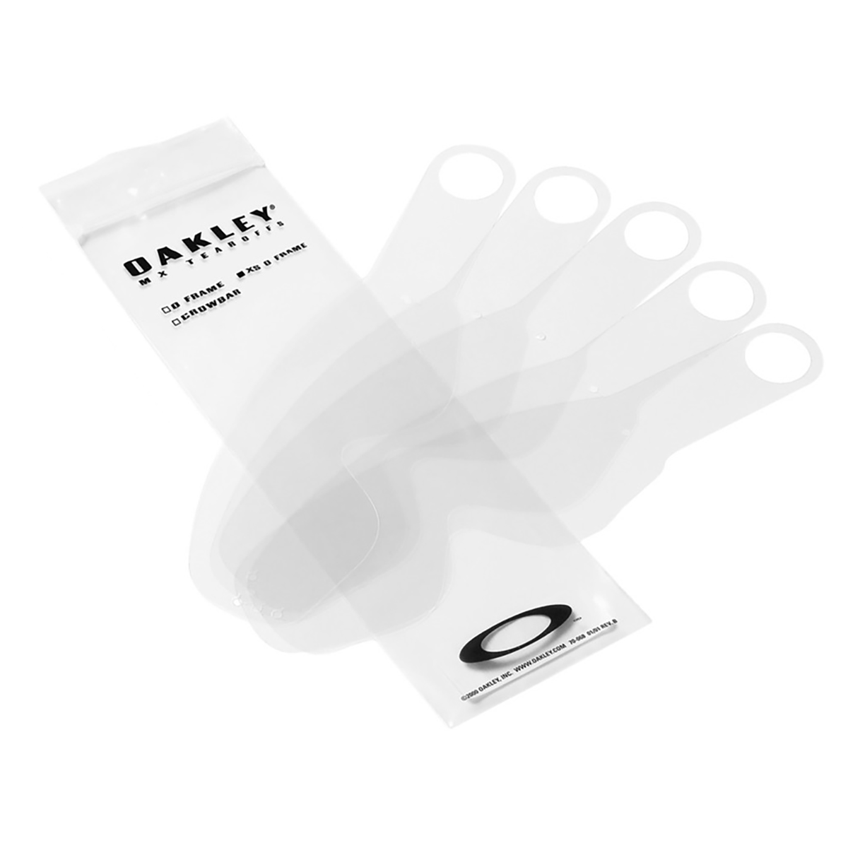 Oakley XS O-Frame Tear-Offs 25pk goggle tear-offs – front view