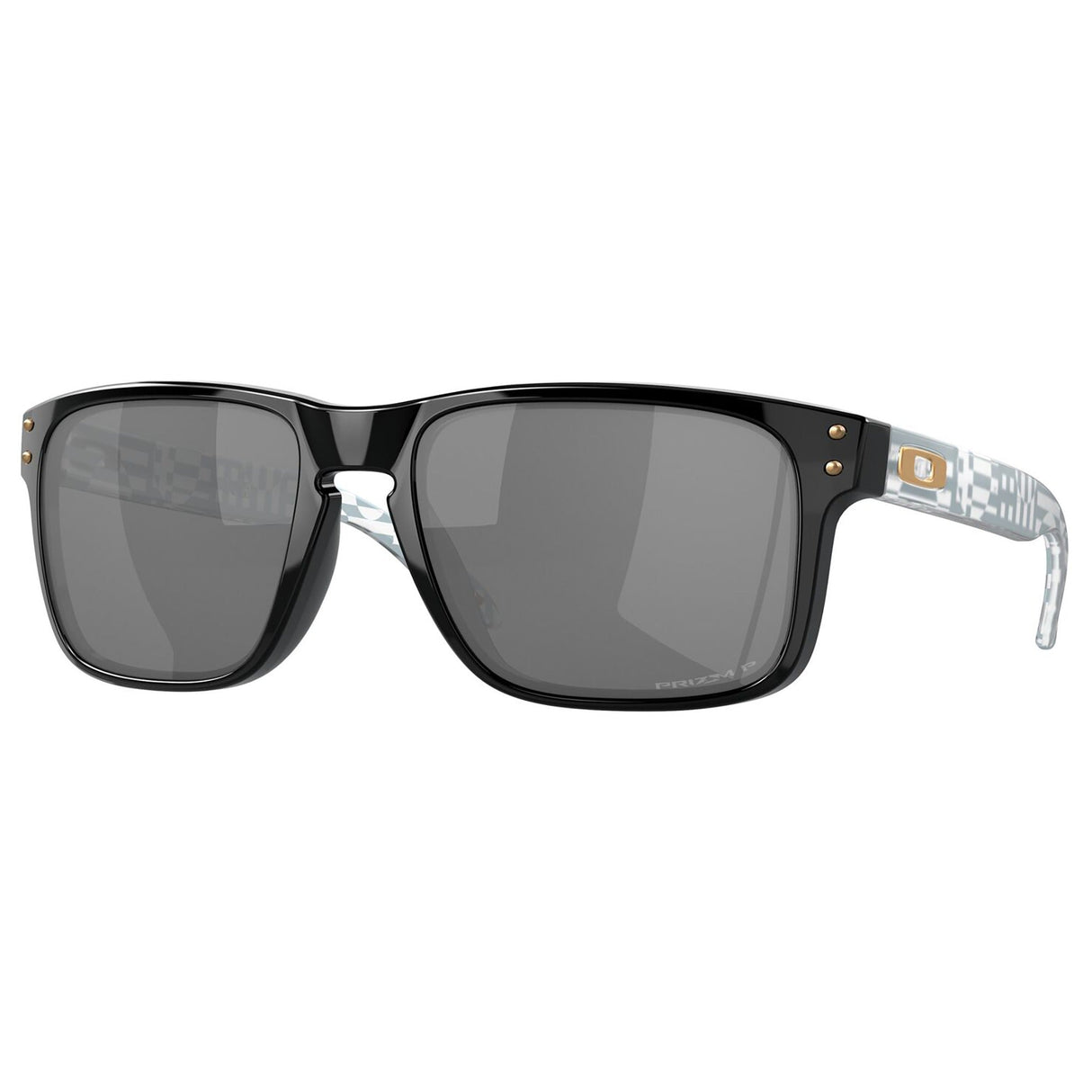 Oakley Holbrook Sunglasses - Black White Gold Arm / Prizm Black Polar Lens