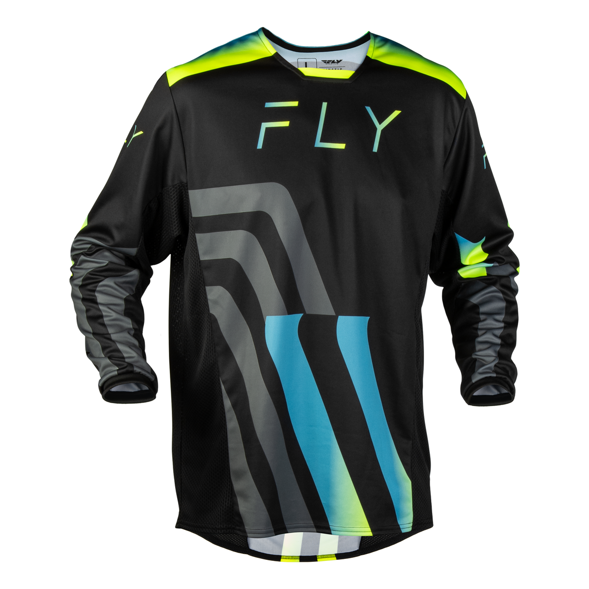 Fly Racing Kinetic Volt Jersey - Black/Grey/Teal/Yellow