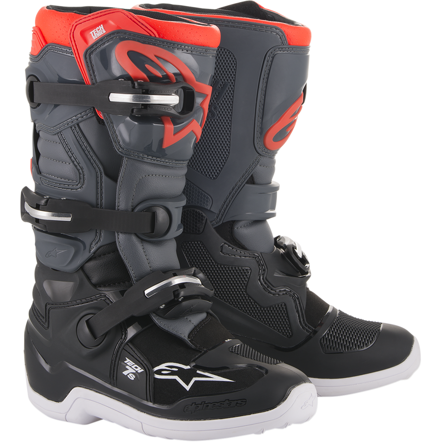 ALPINESTARS TECH 7S YOUTH DARK GRAY/LIGHT GRAY/RED BOOTS