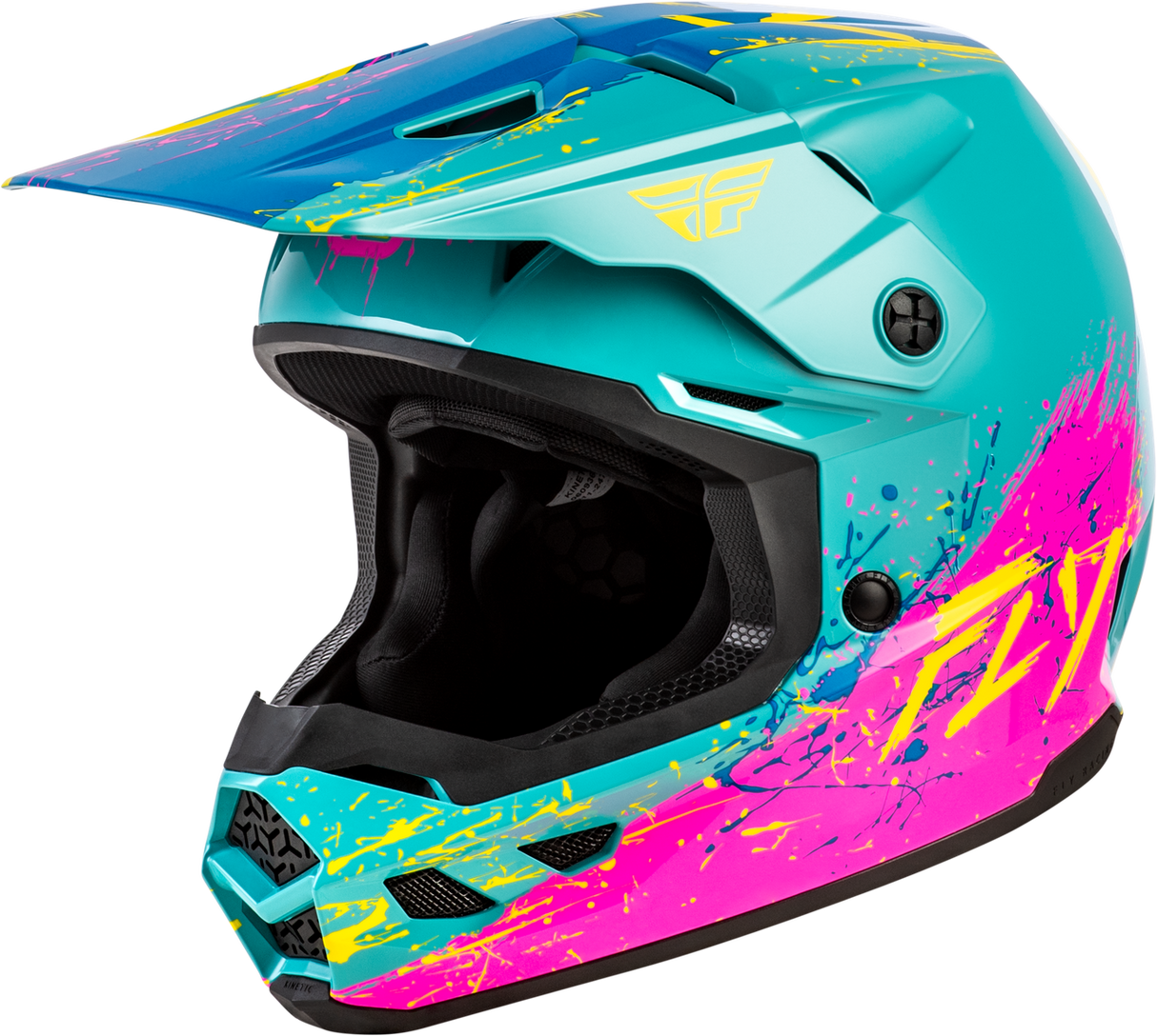 Kinetic Youth Drip Helmet - Turquoise/Pink/Yellow