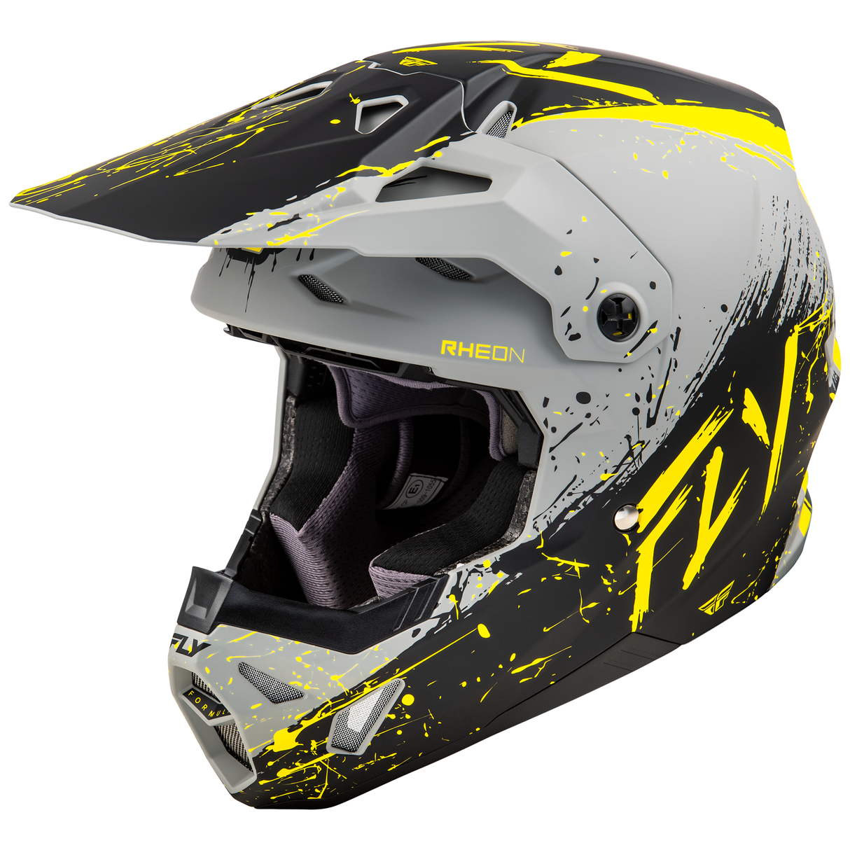 Fly Racing 2025 Formula CP Manic Helmet (Matte Grey/Black/Yellow)