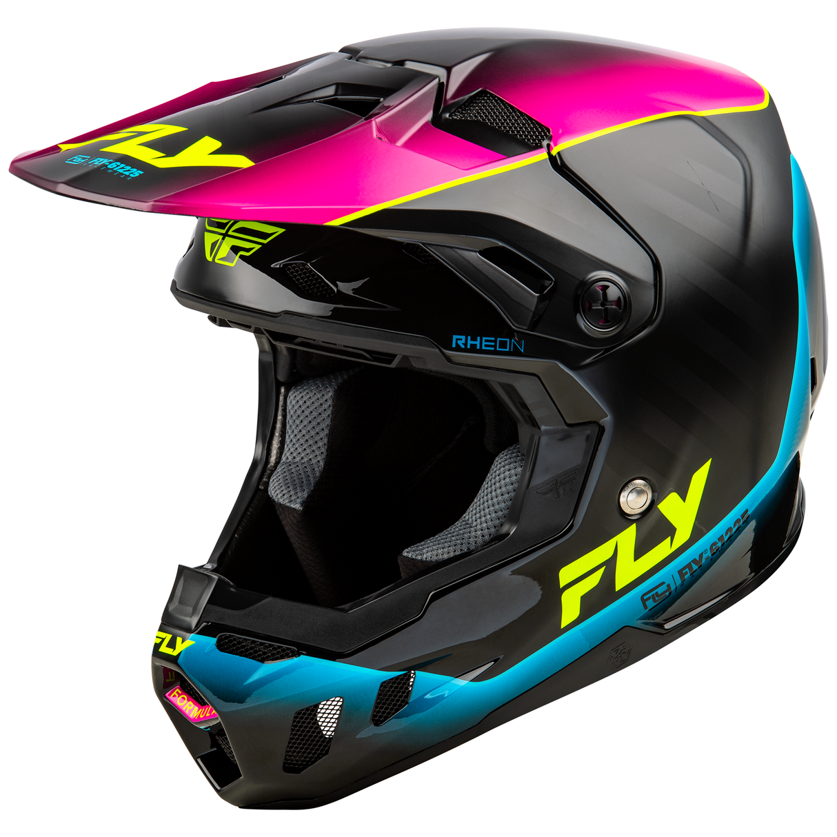 Fly Racing 2025 Formula CC Underglow Helmet (Black/Pink/Blue)