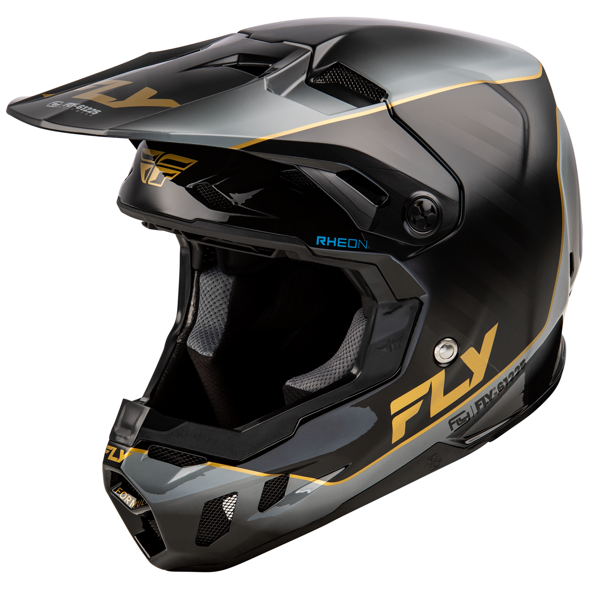 Fly Racing 2025 Formula CC Underglow Helmet (Black/Grey/Gold)