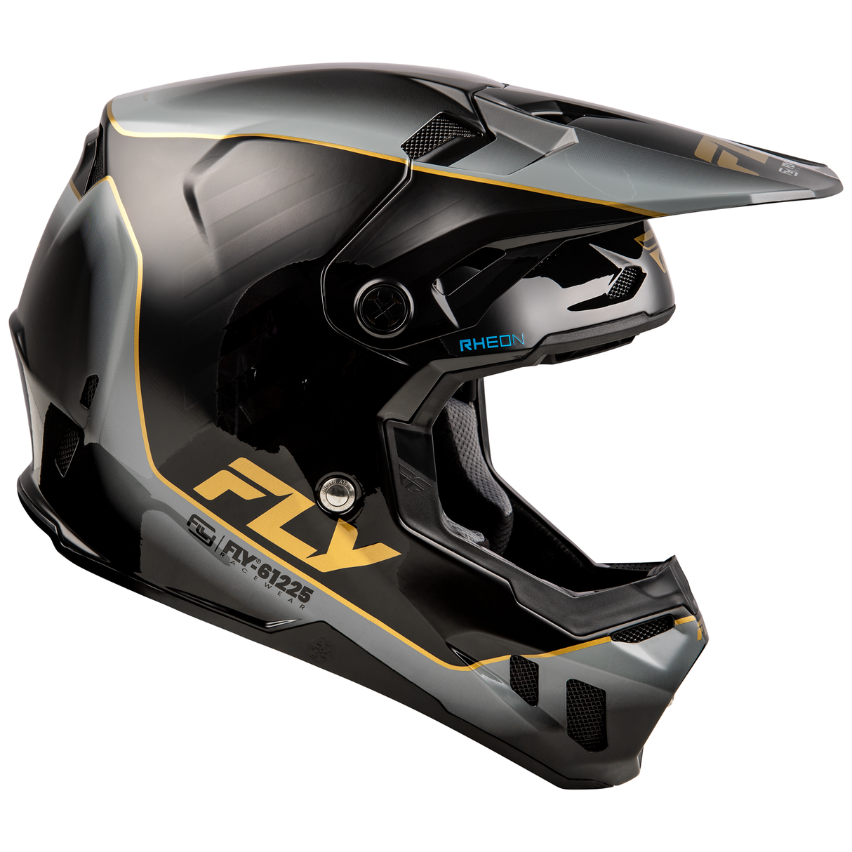 Fly Racing 2025 Formula CC Underglow Helmet (Black/Grey/Gold)
