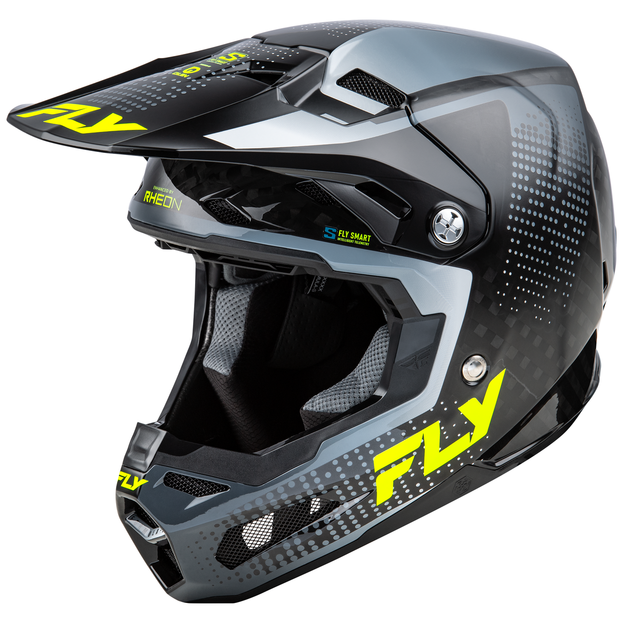 Fly Racing 2025 Formula S Carbon Protocol Helmet (Black Carbon/Grey/Hi-Viz)
