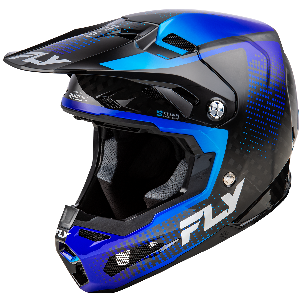 Fly Racing 2025 Formula S Carbon Protocol Helmet (Black Carbon/Blue)