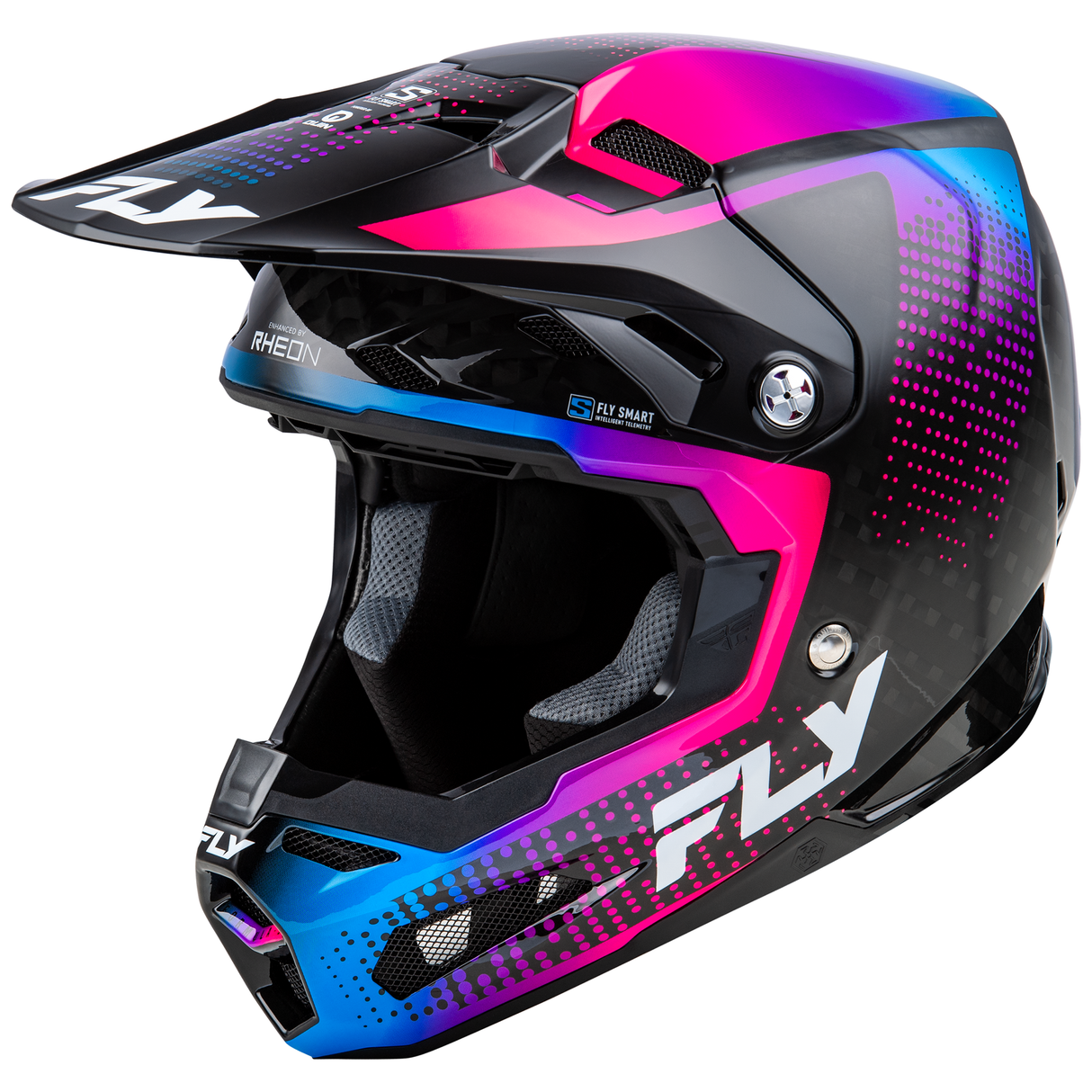 Fly Racing 2025 Formula S Carbon Protocol Helmet (Black Carbon/Blue/Pink)