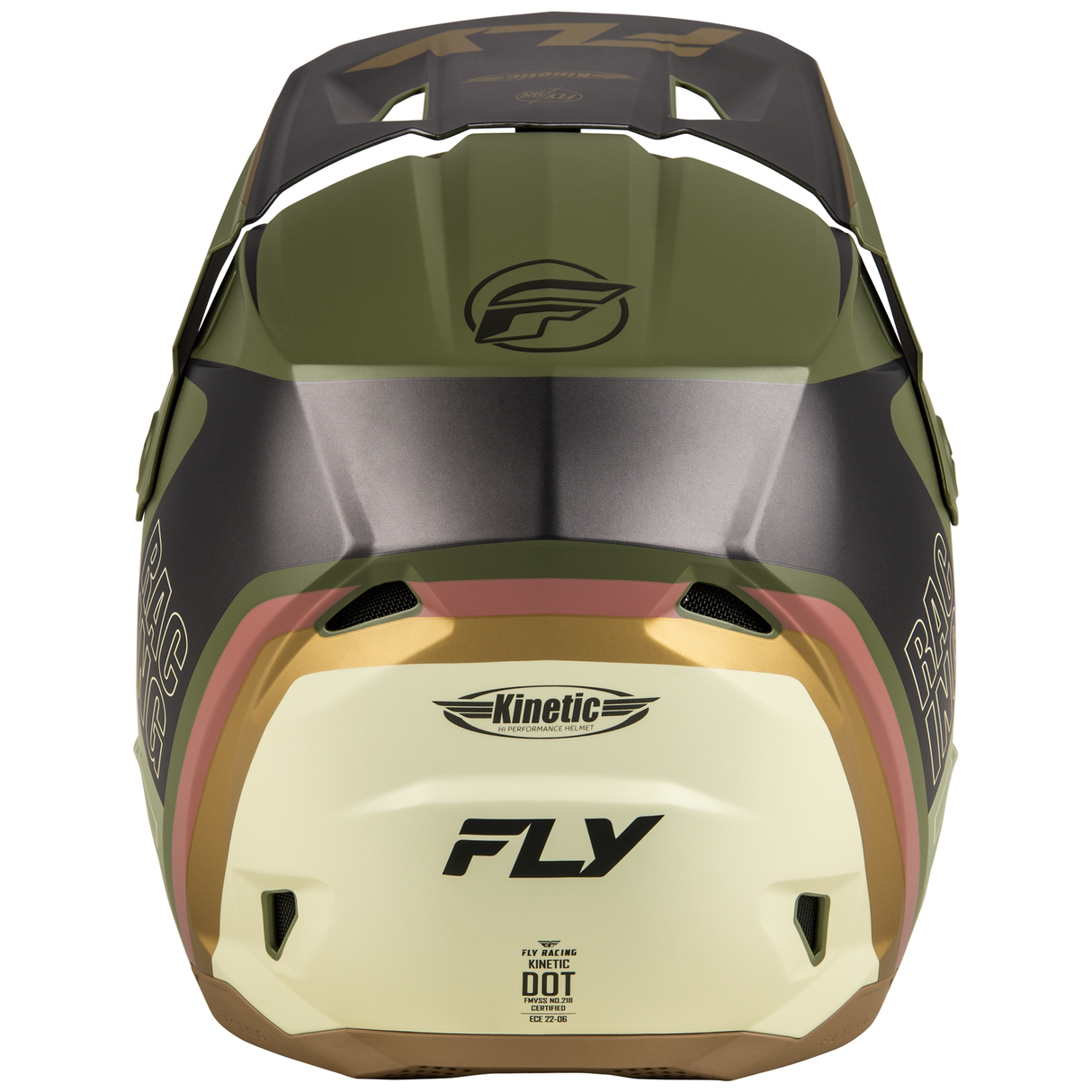 Fly Racing 2025 Kinetic Rally Helmet (Matt Moss Grey/Khaki/Off-White)