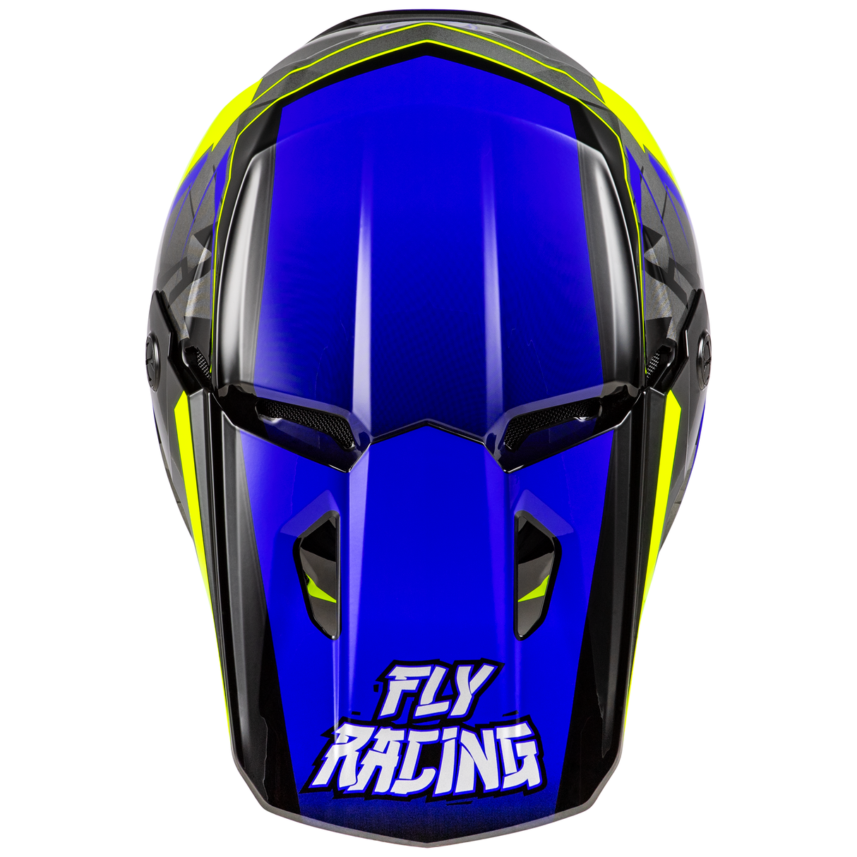 Fly Racing 2025 Youth Kinetic Scorched Helmet (Blue/Grey/Hi-Viz)