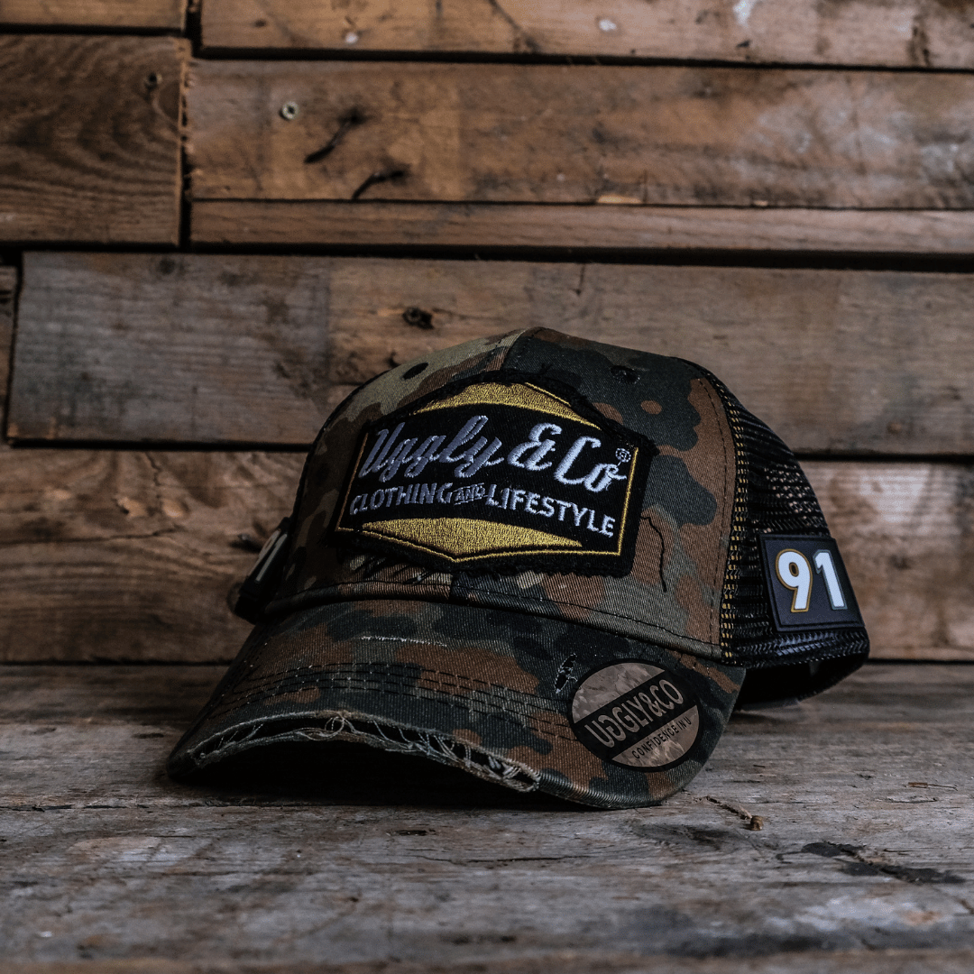 Green Camo Diamond Trucker Hat