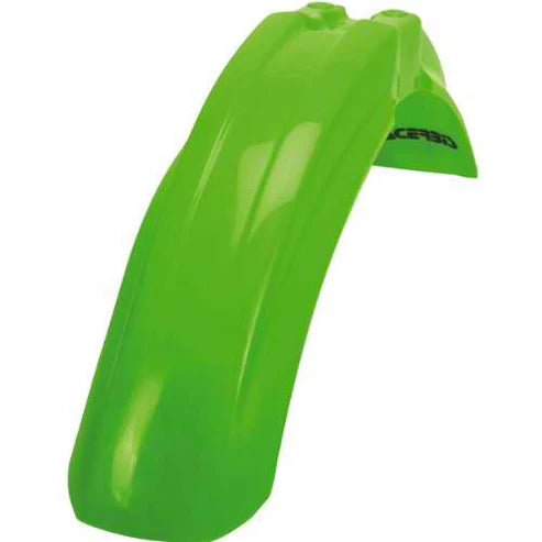 Green Acerbis front fender for Kawasaki KX 125/250 1995-2002, KX 500 1995-2004, KLX 300 1999-2004, KLX 650 1998-2002.