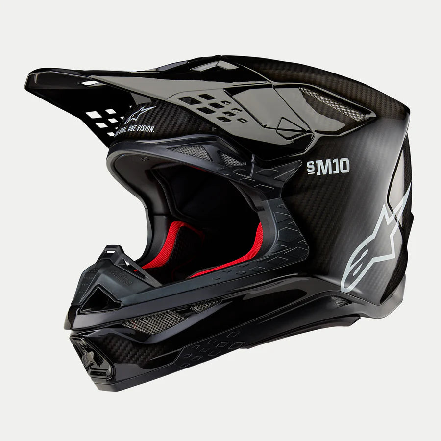 ALPINESTARS SUPERTECH S-M10 SOLID BLACK GLOSSY CARBON HELMET