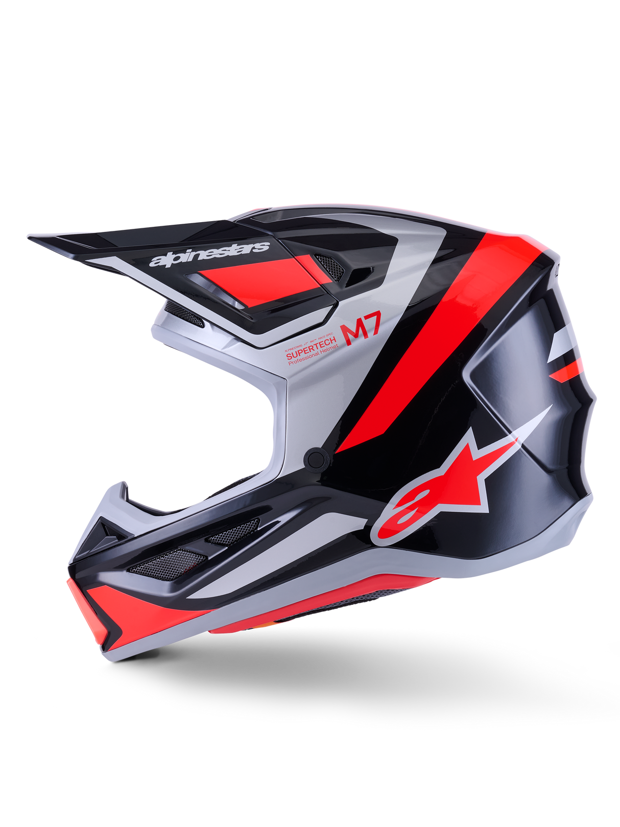 SM7 RISE HELMET ECE06 - BLACK/SILVER/RED FLUO