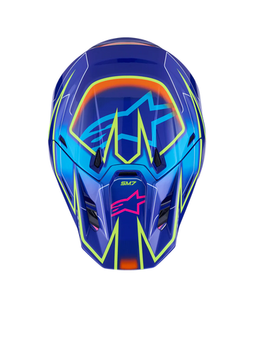SM7 CAST HELMET ECE06 - BLUE/PINK/YELLOW FLUO