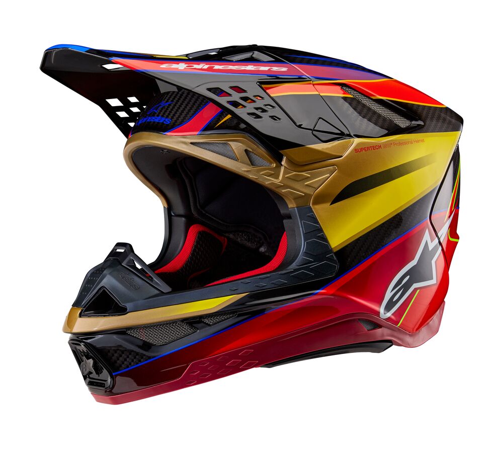 ALPINESTARS SUPERTECH S-M10 ERA GOLD YELLOW RIO RED GLOSSY HELMET