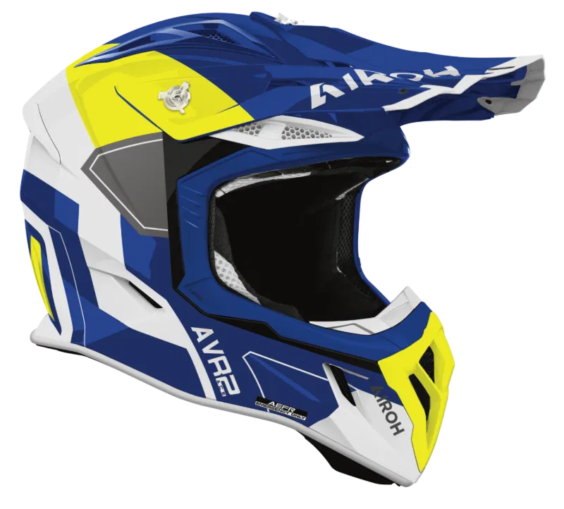 Airoh Aviator Ace 2 Shield Blue/Yellow Gloss MX Helmet