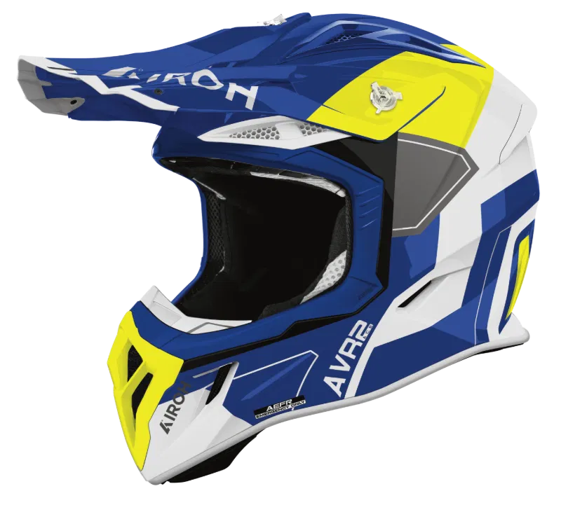 Airoh Aviator Ace 2 Shield Blue/Yellow Gloss MX Helmet