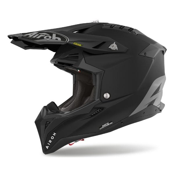 Airoh Aviator 3 Color Matt Black motocross helmet front and side view