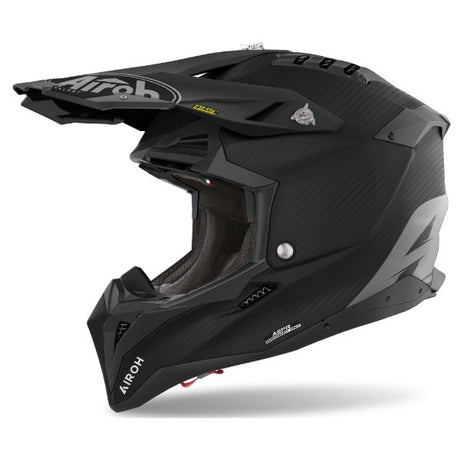 Airoh Aviator 3 Full Carbon Matt MX Helmet 22:06 in matte black finish, lightweight motocross helmet with advanced ventilation and safety features