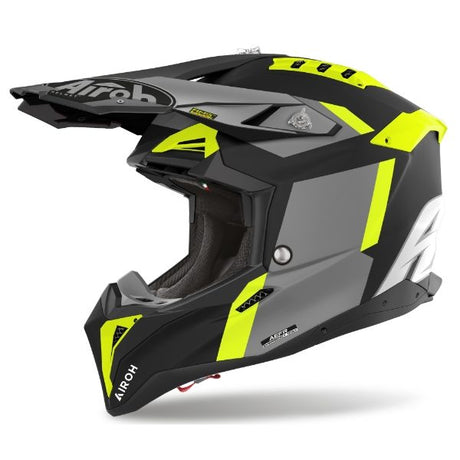 Airoh Aviator 3 Glory Yellow Matt MX helmet with modern design and matte yellow finish