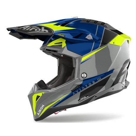 Aviator 3 Push Blue Gloss MX Helmet with sleek design and advanced protection