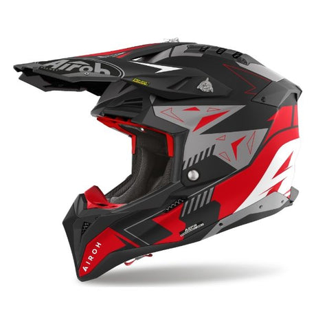Airoh Aviator 3 Spin Red Matt MX Helmet 22:06 with modern motocross design and matte red finish