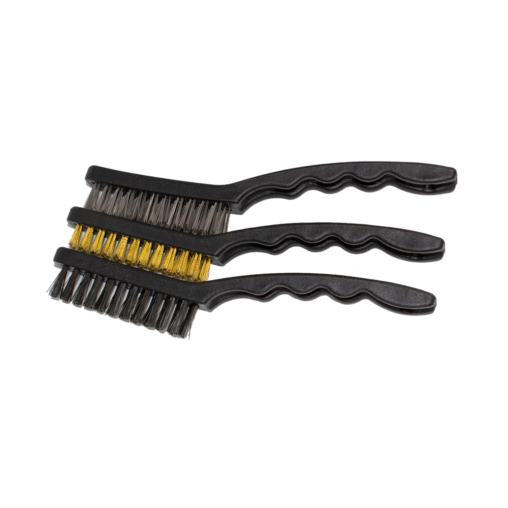 WORKSHOP 3PCS CLEANING BRUSH SET, X1 NYLON, X1 BRASS, X1 STEEL