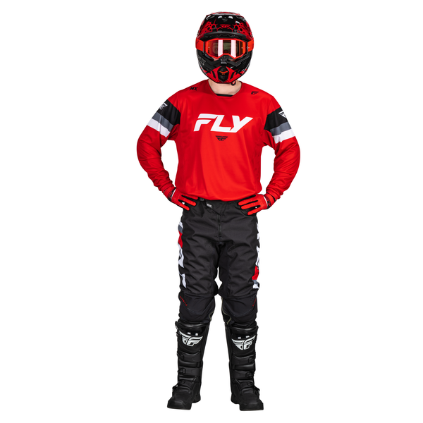 FLY RACING FLY 2024 YOUTH KINETIC PRIX RED GREY WHITE JERSEY