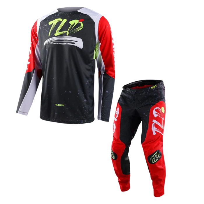 Troy Lee Designs GP PRO PARTICAL BLACK/GLO RED KIT COMBO
