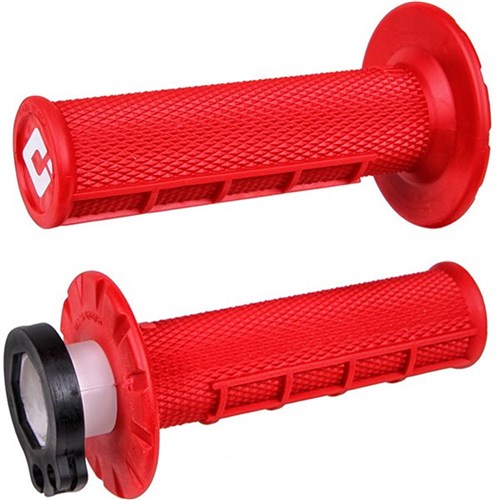 ODI Half Waffle MX Lock-On Grip Set Red
