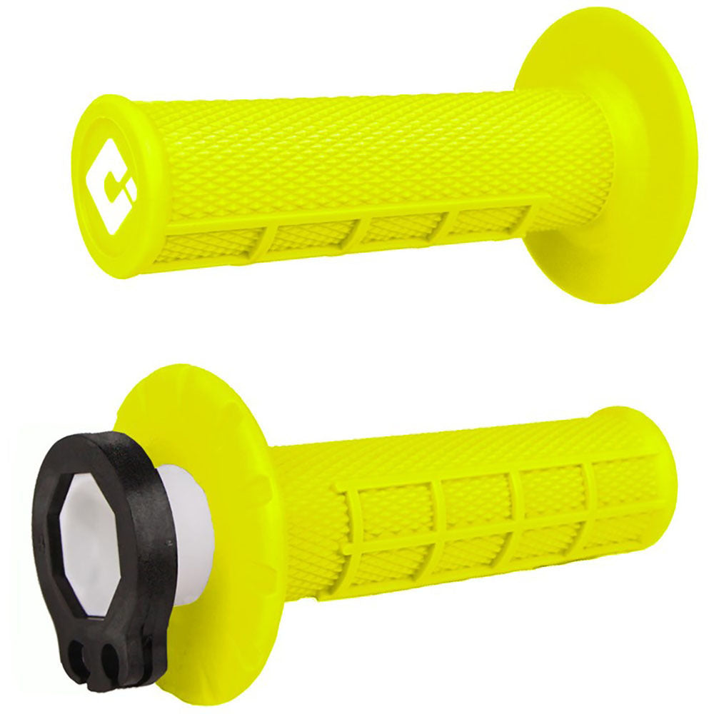 ODI Half Waffle MX Lock-On Grip Set Flo-Yellow