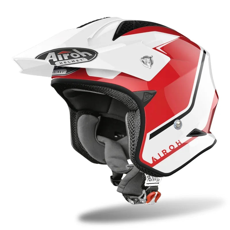 Airoh TRRS Keen Red Gloss Trials Helmet featuring a sleek red gloss finish, lightweight design, and advanced ventilation system