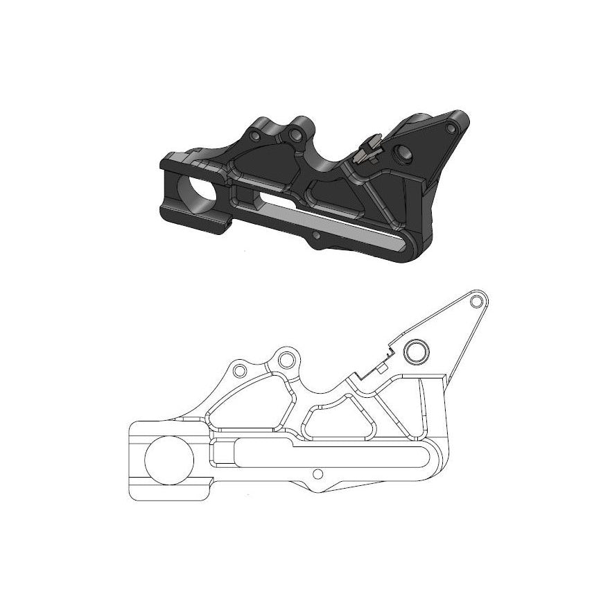 Oversize 240mm Disc Rear Caliper Adapter - Black- Husqvarna Factory (Incl. clip for Magura caliper)