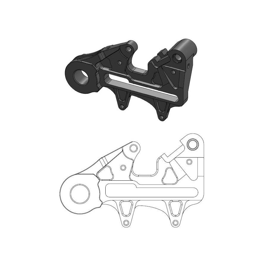 Oversize 240mm Disc Rear Caliper Adapter - Black - KTM/Husqvarna (Incl. Enduro Axle Adapter)