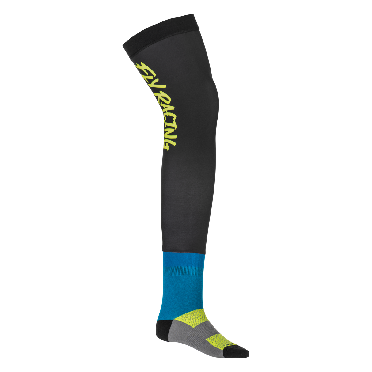 Fly Racing 2025 Knee Brace Socks (Hi-Viz/Black/Blue)