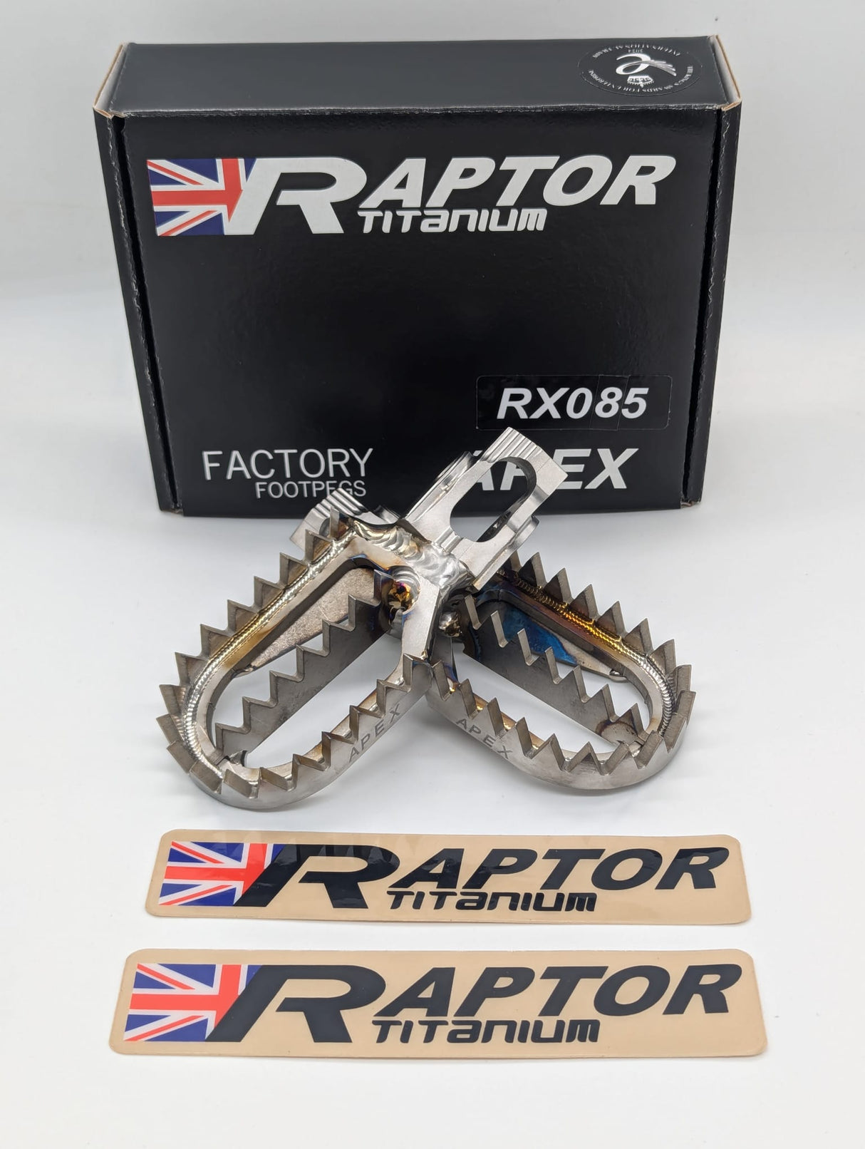 RAPTOR KTM / HUSQUVARNA / GASGAS 85 25-ON APEX TITANIUM FOOTPEGS