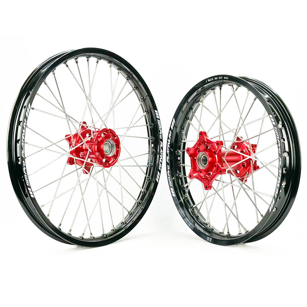 SM PRO PLATINUM WHEEL SET BETA RR ENDURO 13-24 RED HUB BLACK RIM