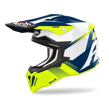 Airoh Strycker Blazer Yellow Gloss MX Helmet with bold graphics and aerodynamic design
