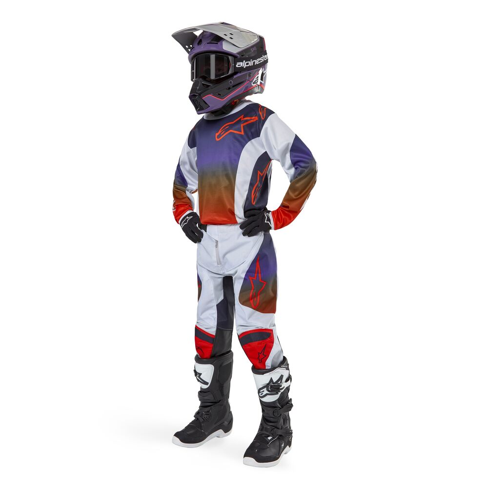 ALPINESTARS YOUTH RACER HOEN LIGHT GRAY HOT ORANGE BLACK PANTS