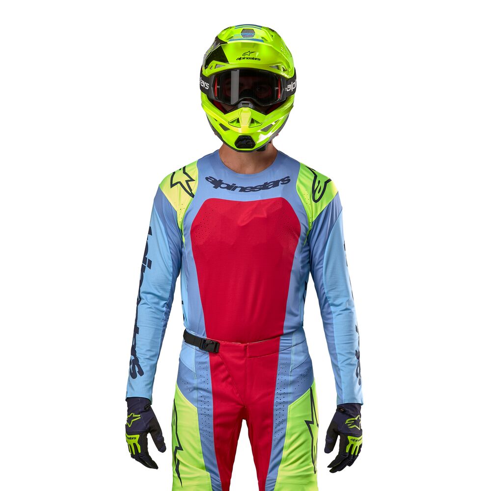 ALPINESTARS TECHSTAR OCURI LIGHT BLUE YELLOW FLUO RED BER JERSEY