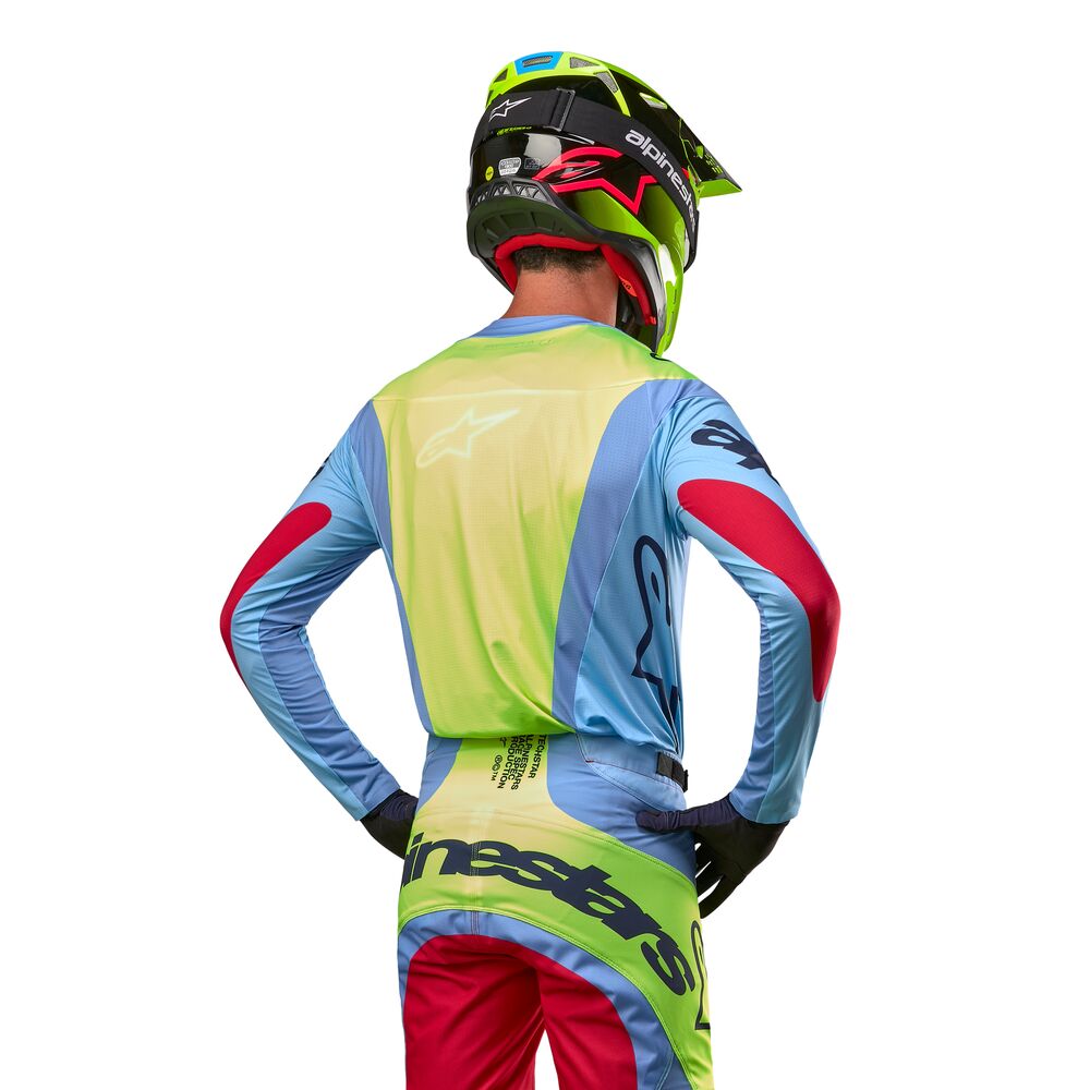 ALPINESTARS TECHSTAR OCURI LIGHT BLUE YELLOW FLUO RED BER JERSEY