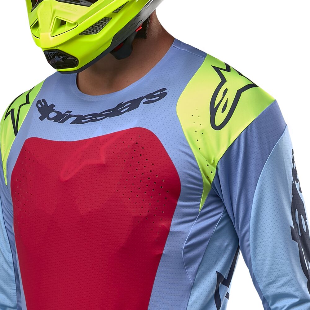 ALPINESTARS TECHSTAR OCURI LIGHT BLUE YELLOW FLUO RED BER JERSEY
