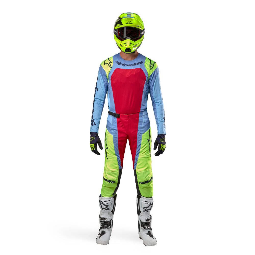 ALPINESTARS TECHSTAR OCURI LIGHT BLUE YELLOW FLUO RED BER JERSEY