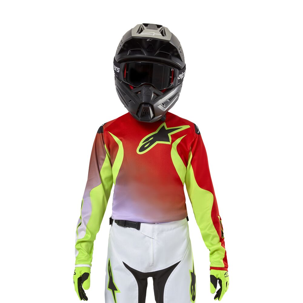 ALPINESTARS YOUTH RACER LUCENT WHITE NEON RED YELLOW FLUO JERSEY