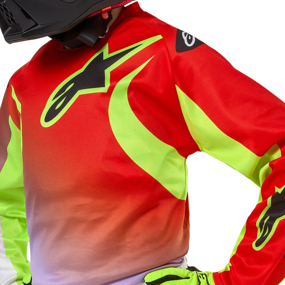 ALPINESTARS YOUTH RACER LUCENT WHITE NEON RED YELLOW FLUO JERSEY